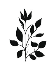 Silhouette black floral decoration. Vector illustration.