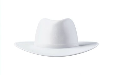 White hat with a brim and a white band