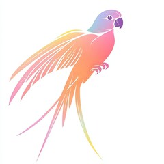 Obraz premium parrot, a simple line drawing, flat design style, pastel colors, white background
