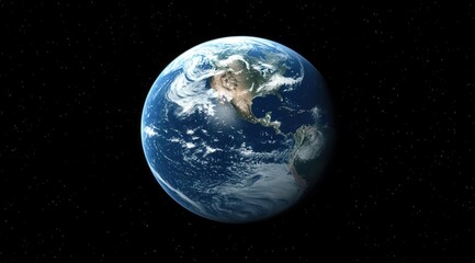 Fototapeta premium Earth view from space showing continents and oceans with stars. Great for education!