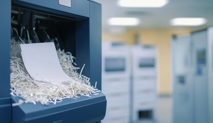 Office Shredder Destroying Documents in Server Room