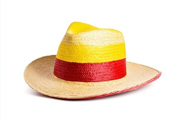 Straw hat with a red and yellow band