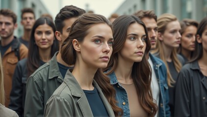 Obraz premium Group Portrait of Young Adults in Casual Attire