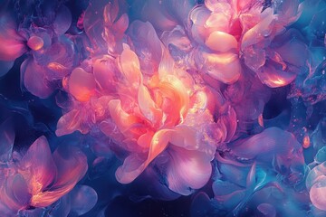 Obraz premium Abstract floral arrangement with vibrant colors and ethereal glow