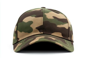Fototapeta premium Camo hat with a black band and a black brim
