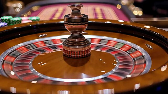 Casino Roulette Wheel Spinning, Close-up