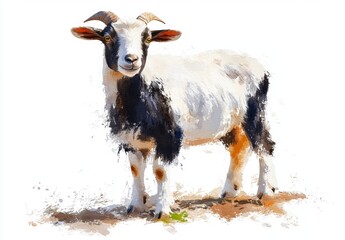 Obraz premium Playful Goat Standing on Ground with Charming Expression in Nature