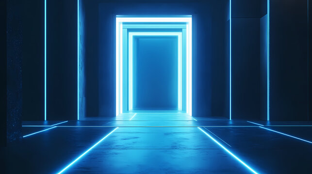 A futuristic portal opening into a parallel dimension with glowing edges. Glowing Parallel Dimensions. Illustration