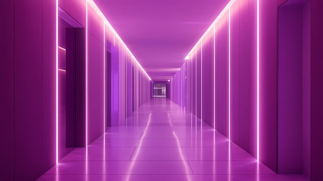 Futuristic architectural corridors with parallel lines of glowing luminous lights creating a sense of depth dimension and visual interest the sleek. Glowing Parallel Dimensions. Illustration
