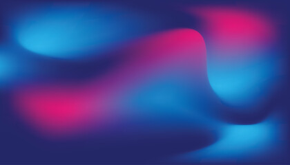 Abstract holographic blue and purple liquid wave shapes banner.