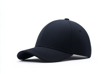 Fototapeta premium Black baseball cap with a white logo on the front