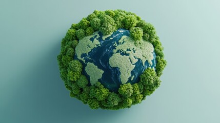 Earth Surrounded by Lush Greenery Representing Environmental Awareness