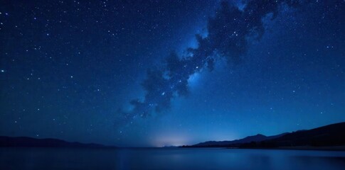 Fototapeta premium starry night sky with twinkling stars on dark blue background, blackness, stars