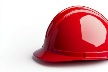 Fototapeta premium Red hard hat is on a white background