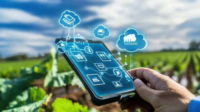 Agricultural technology advancements modern farm digital innovation rural landscape close-up perspective smart farming solutions