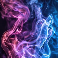 Obraz premium A mesmerizing swirl of colorful smoke blends shades of pink and blue, creating an ethereal and dynamic visual effect.