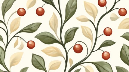 Elegant Floral Berries Branch Pattern Design