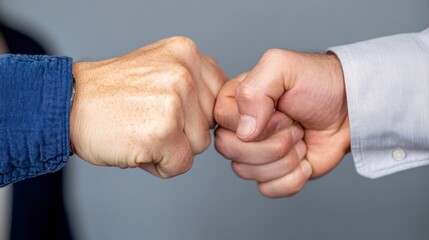 Fist Bump Gesture between Two People Symbolizing Friendship and Unity