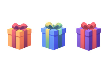 Obraz premium Cartoon Gift Box Collection in Various Styles for Christmas, Birthdays, and Special Occasions Graphics