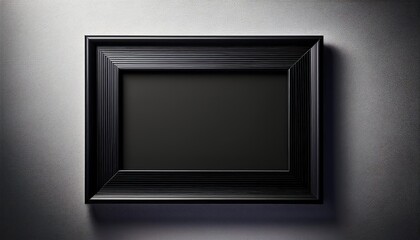 Black Frame on Wall Monochromatic Minimalism Showcasing Textured Concrete and Industrial Chic in Urban Loft at Twilight