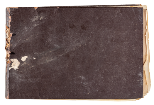 Old grunge notebook in brown leather cover isolated element