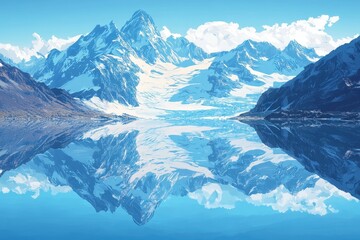 Obraz premium Snow capped mountains reflecting in a pristine alpine lake