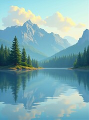 Lake and Mountain Range Reflection