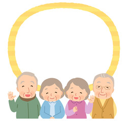 高齢者のグループ　コピースペース　シニア　後期高齢者