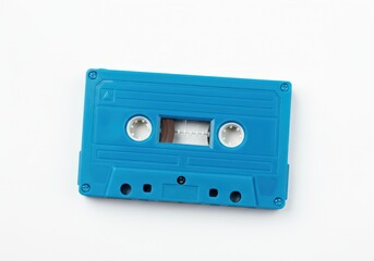 Fototapeta premium Vintage blue cassette tape on a white background