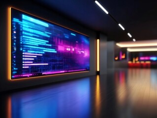 Obraz premium economic summary with neon ribbons and glowing elements