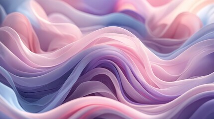 Obraz premium Dreamy pastel waves in soft pink, purple, and blue hues, creating an abstract fluid motion effect. Elegant flowing layers with smooth textures and a gentle gradient aesthetic