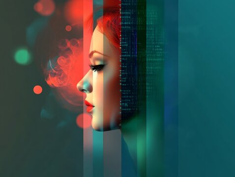 profit visualization with neon overlays and digital codes