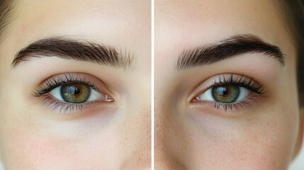 Obraz premium A perfectly shaped and balanced eyebrow before and after grooming