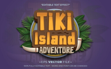 Tiki Island Adventure text effect editable vector 3d for game 