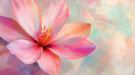 Vibrant and delicate pink flower blossom with watercolor textures