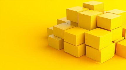 Obraz premium Stacked Yellow Cubes in Bright Sunny Background with Textured Surfaces