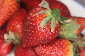 A close-up of fresh strawberries