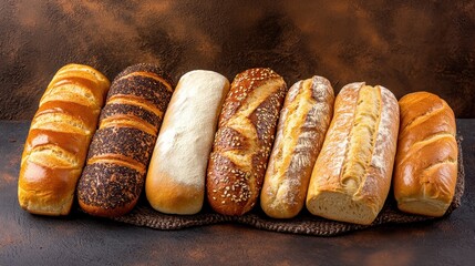 Assorted Freshly Baked Artisan Bread Loaves on Rustic Background for Culinary Delight