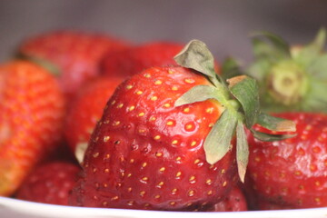 A close-up of fresh strawberries