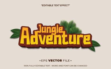 Jungle Adventure text effect 3d playful vector
