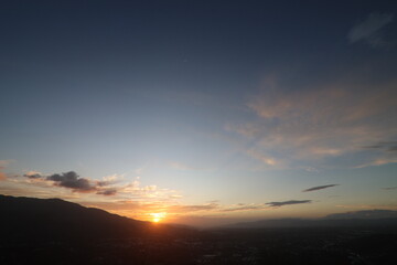 Mountainous Landscape Sunset City View