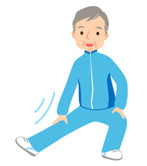 体操をするシニア男性　高齢者　健康