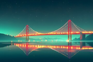 Obraz premium The urban night view reflected by the water surface