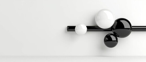Black and White Spheres on a Rod