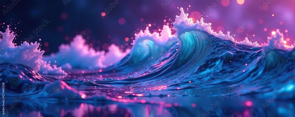 Canvas Prints iridescent wave forms with shimmering auroras, light, spectrum