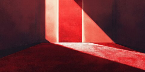 Obraz premium Red room corner illuminated by abstract light patterns design