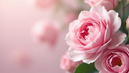 Fototapeta premium Soft pink blush applied to a flower arrangement, pale, delicate