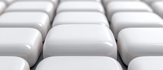 Fototapeta premium Shiny Smooth White Rounded Square Tiles in an Orderly Array Glossy Surfaces and Neutral Color Palette