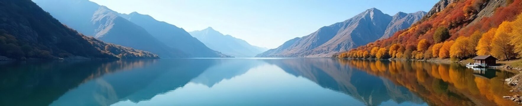 Lavarone Lake's calm surface mirrors the surrounding mountains, reflection, mirror, water
