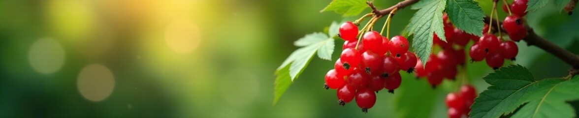 Red currant bush with clusters of ripe and unripe berries, vines, nature, flora